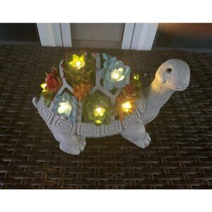 Solar Garden Outdoor Statues Turtle with Succulent and 7 LED Lights